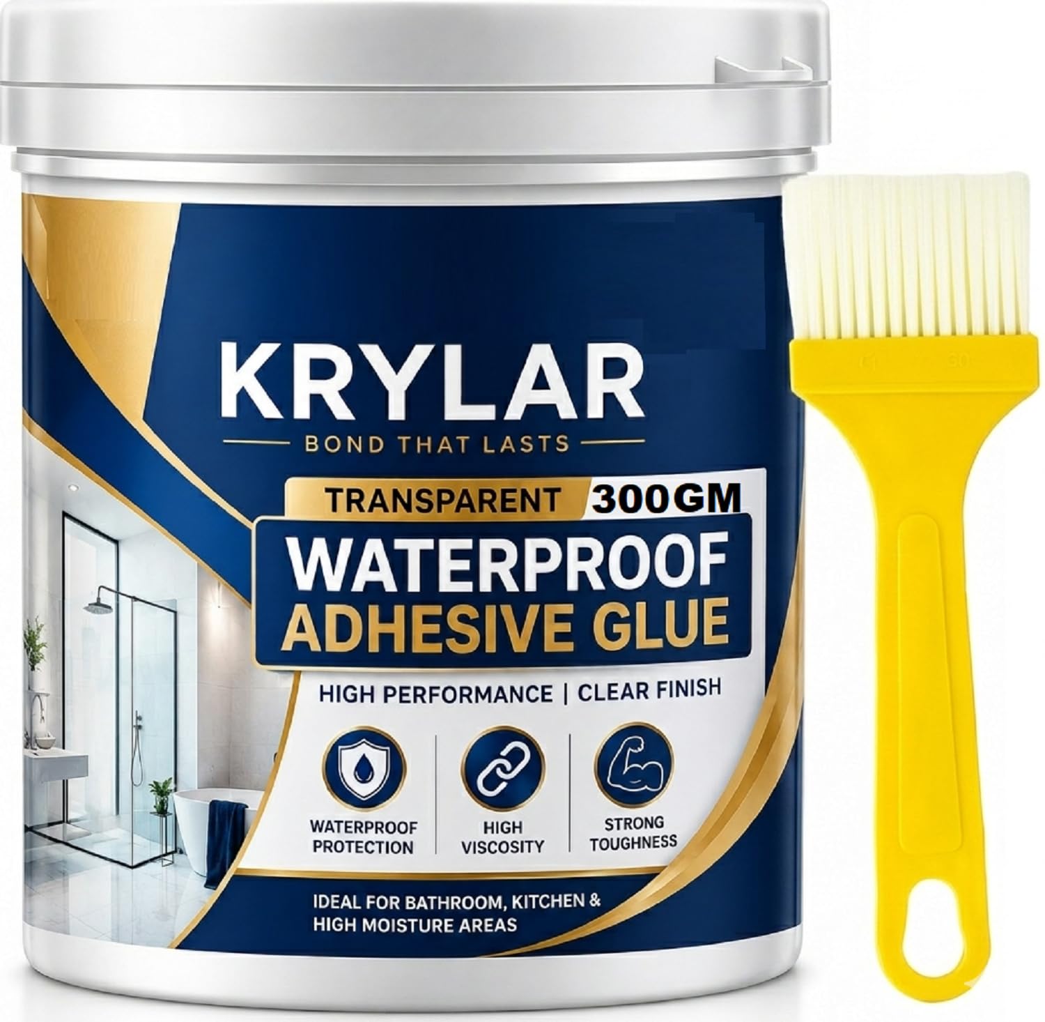 Transparent Waterproof Glue 300GM with Brush Strong Waterproof Sealant Glue for Roof Leakage,Bathroom,Kitchen,Tiles,Wall