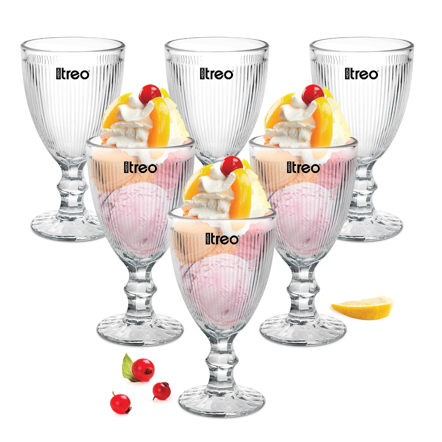 Treo by Milton Victoria Goblet 300 ml I Tall Dessert Bowls with Wide Mouth for Easy scooping Ideal for Serving Sundaes i