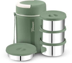 Trueware GRUB 4 Insulated Hot Lunch Box With 3 SS Container (1100 ml)
