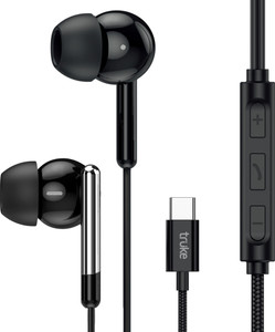 truke Bass H1 Wired Earphones w/ Type-C Jack, Rich Bass, 13mm Drivers, Smart Controls Wired Headset (Black, In the Ear)