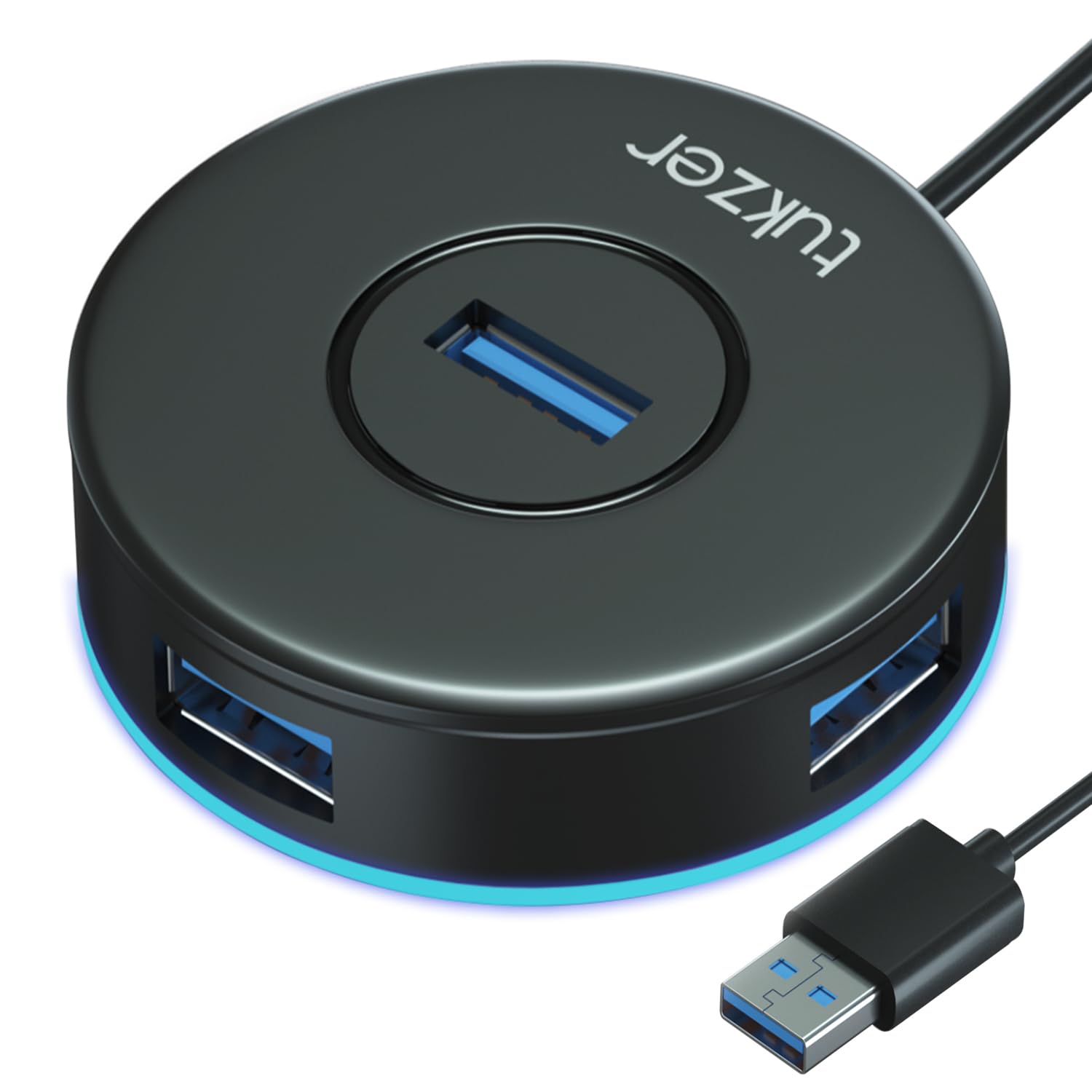 Tukzer 4-Ports USB A to USB 3.0 HUB with High-Speed Data Transfer & Fast Charging (Black)