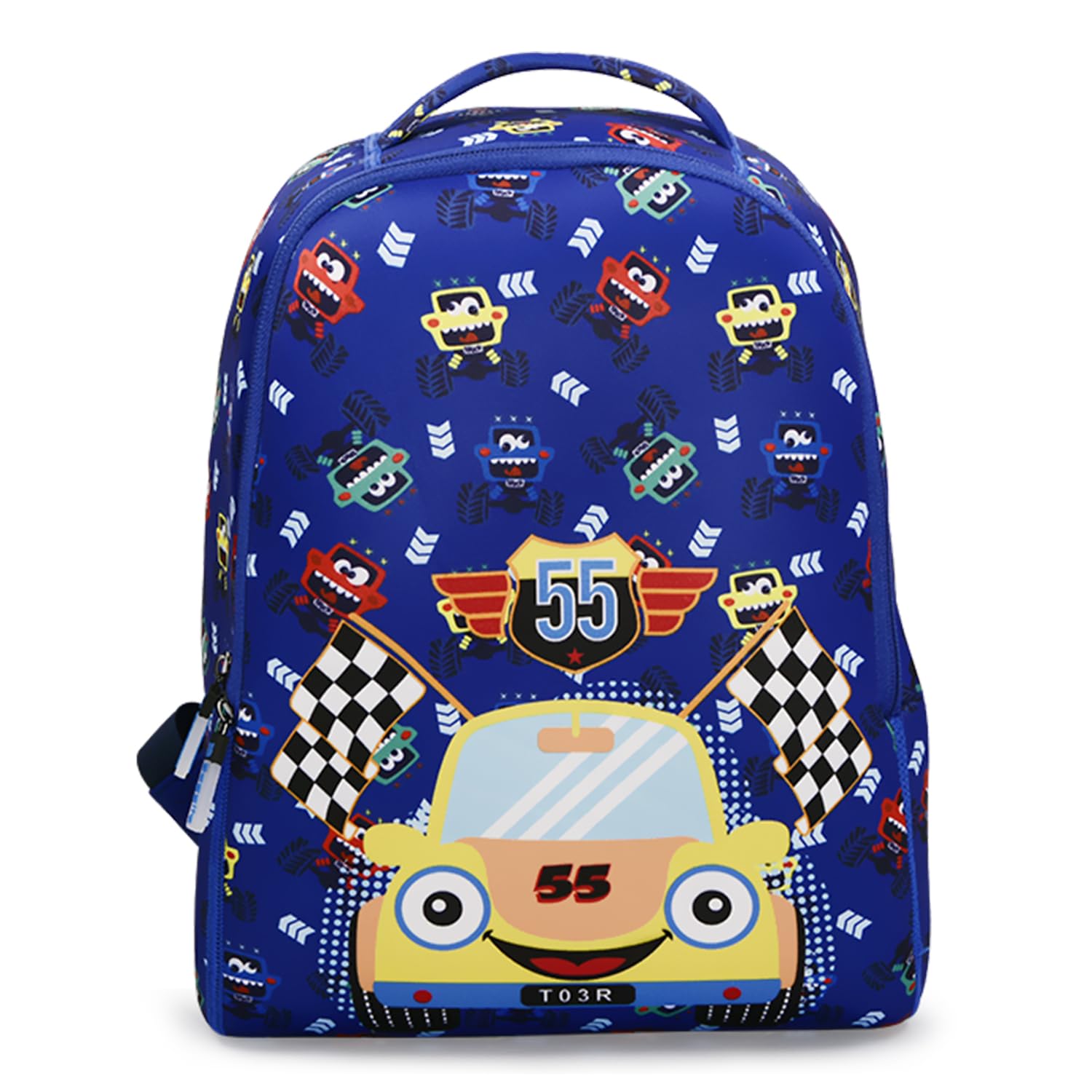 Tukzer Baggita Kids School Bag, Printed Toddler Backpack for Boys Girls (Car 55-Royal Blue)