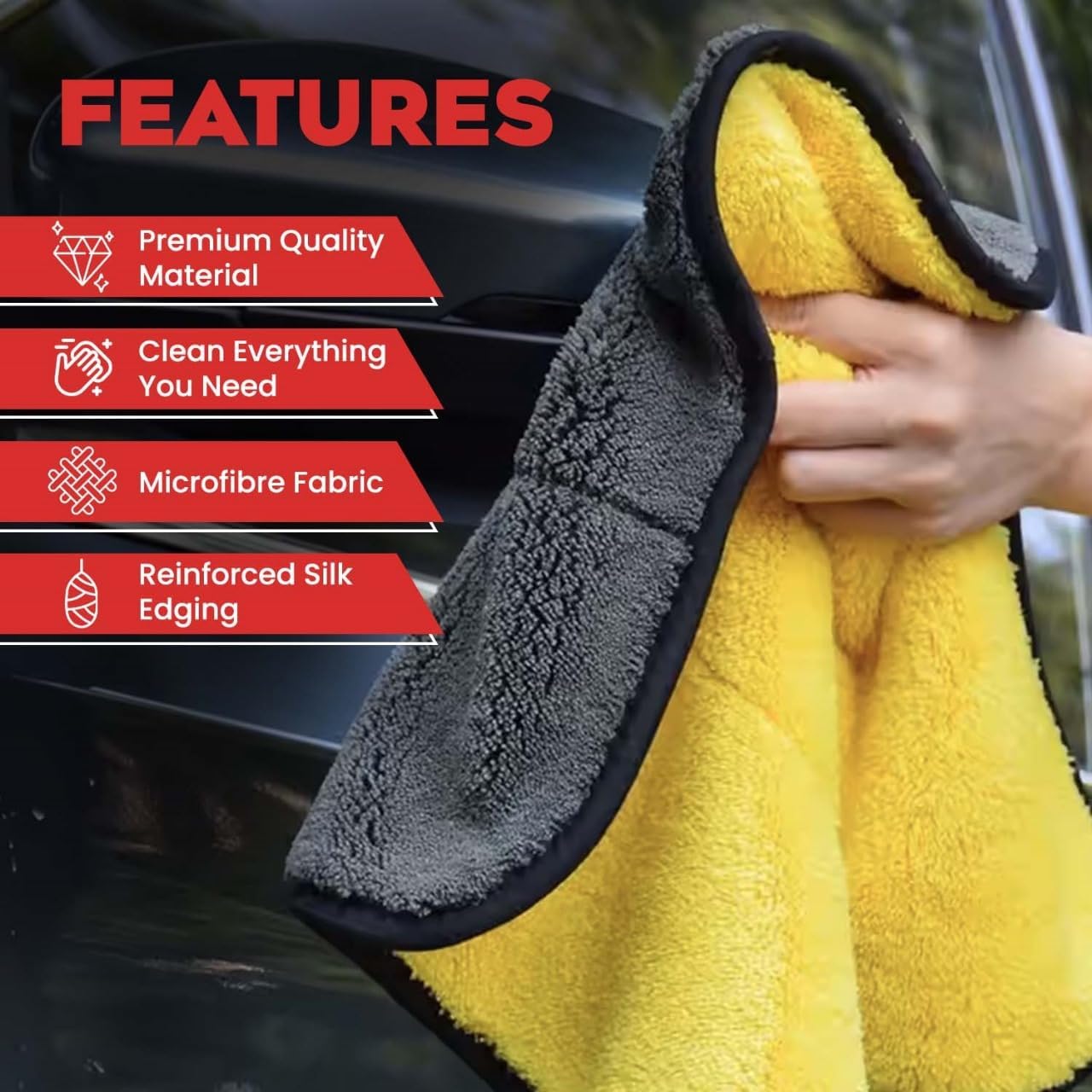 Ultra Soft Microfiber Cleaning Cloth for Vehicle Detailing, Dusting, Polishing and Drying, Reusable Cleaning Towel for H