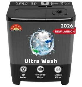 Uniboom 10 kg Ultra Wash Heavy Duty Motor Semi Automatic Top Load Grey, Black (UBSA-10VR-GB)