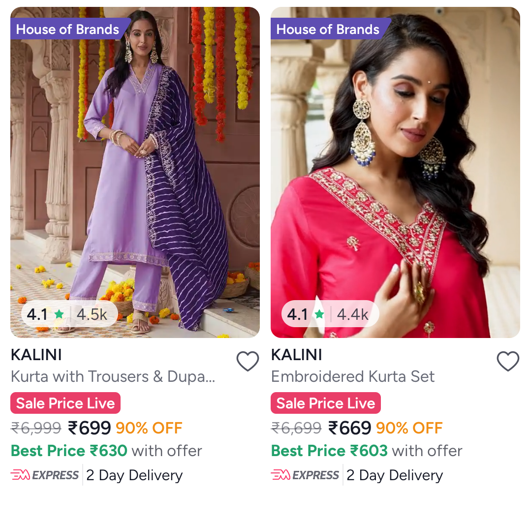 Up to 90% Off - Kalini kurta sets