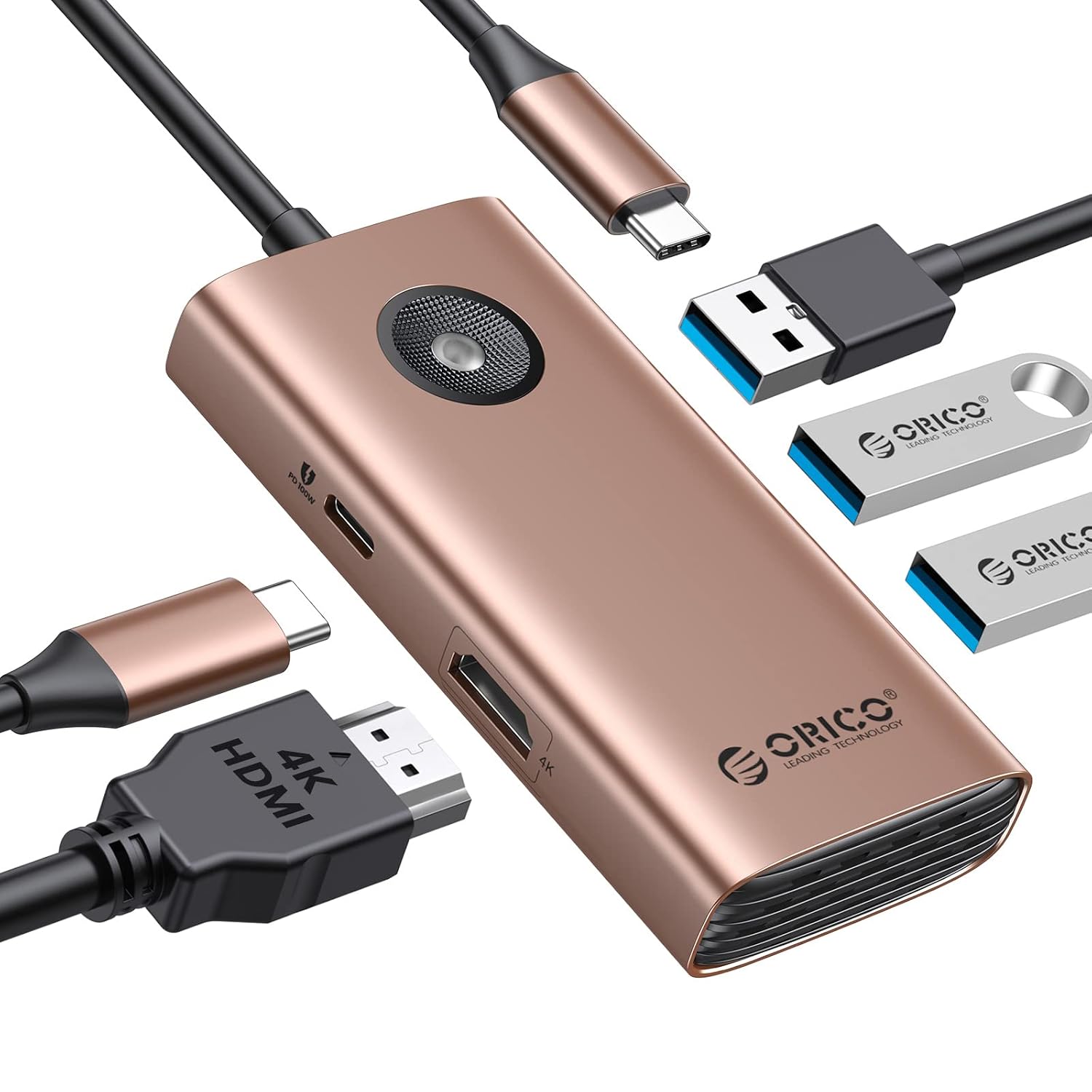 USB C Hub, ORICO 5-in-1 USB C Docking Station with 4K HDMI