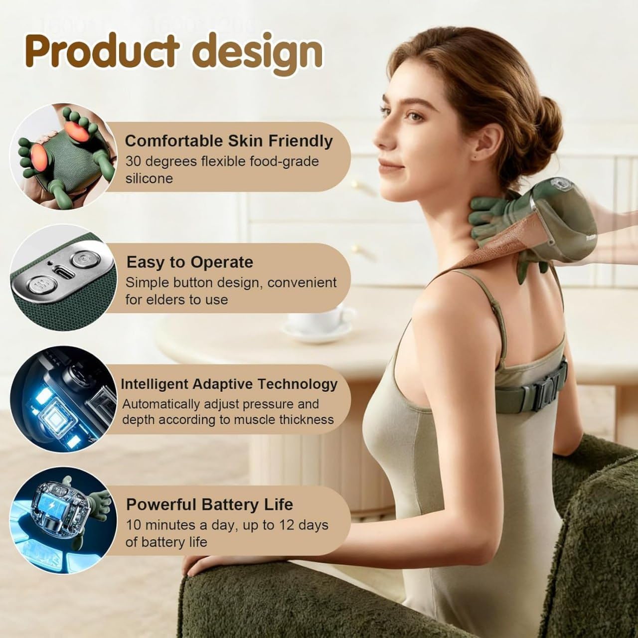 VASTRACHHAYA Wireless Neck Massager for Pain Relief | Heated Shoulder & Back Massager with Deep Tissue Kneading |softwar