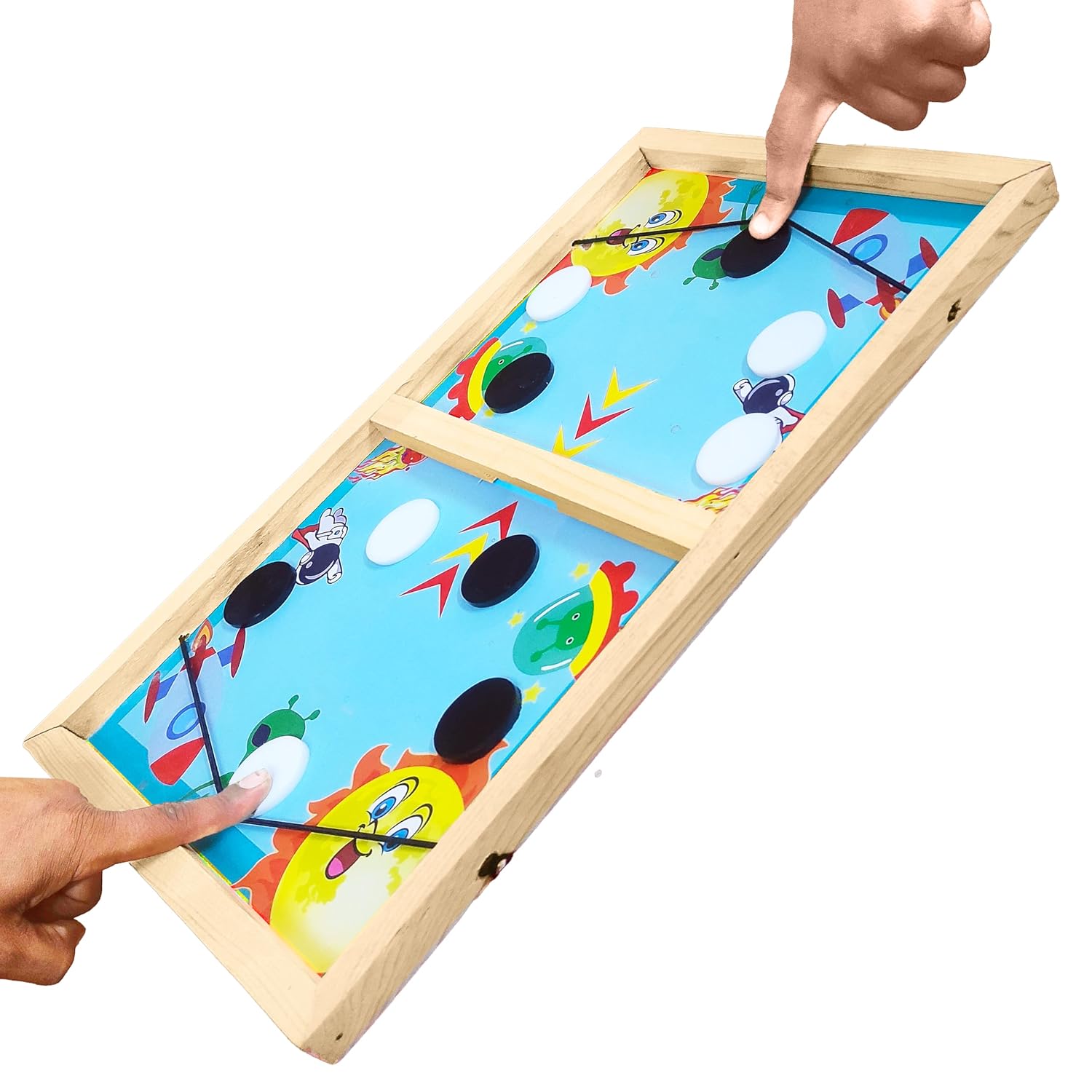 VGRASSP Fastest Finger Wooden Board Game for Kids & Adults - String Hockey Sling Puck Birthday Gift for Family Entertain