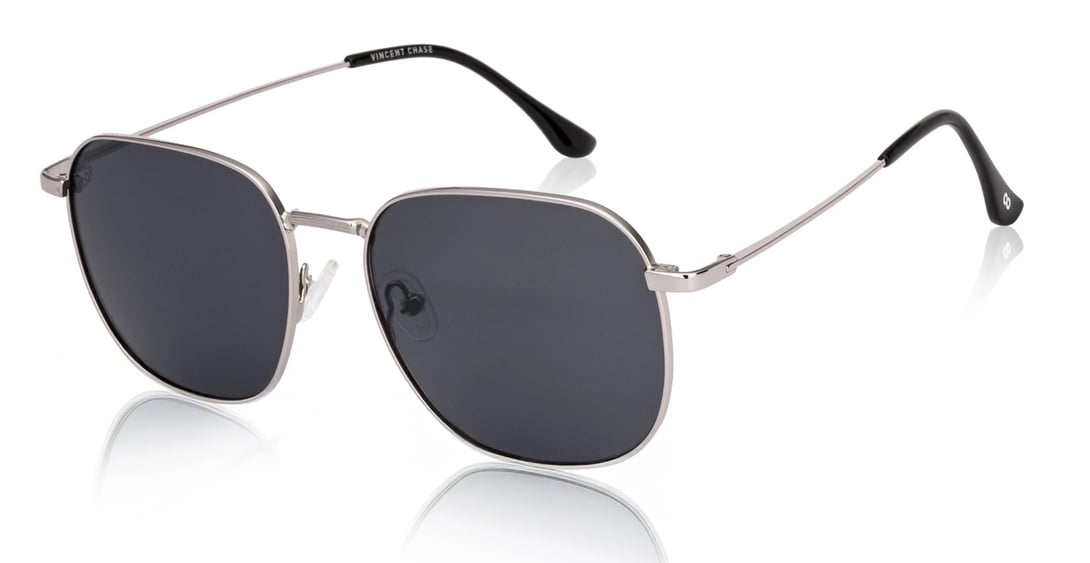Vincent Chase Grey Lens Retro Square Polarized Sunglasses (Medium, 53mm)