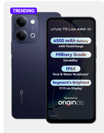 vivo T5 Lite 44W 5G (Wave Blue, 128 GB) (4 GB RAM)