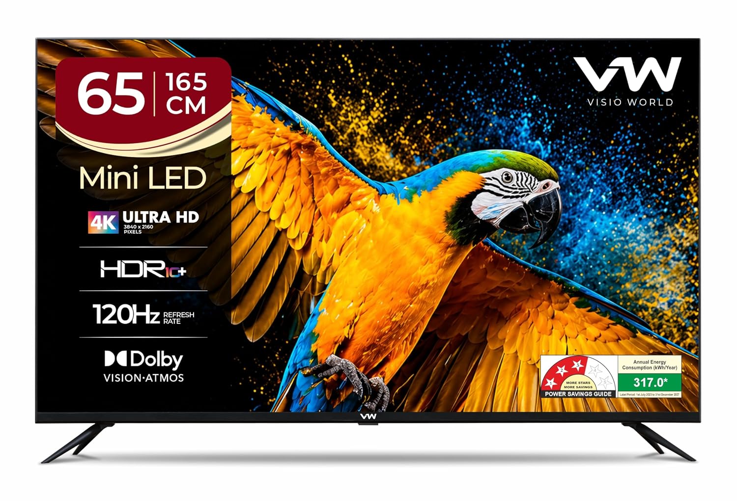 VW 165 cm (65 inches) 4K Ultra HD QLED Smart Mini LED Google TV VW65MINIQ1