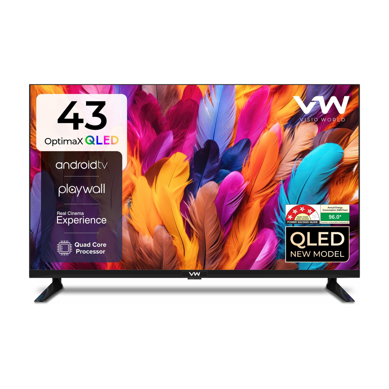 VW OptimaX Series 109cm 43inch Qled Full HD Smart Android Tv
