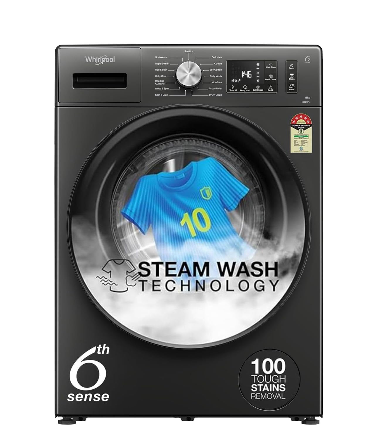 Whirlpool 9 Kg Steam Wash Technology 5 Star Inverter Front Load Fully Automatic Washing Machine (SUPREME CARE 9014-E)