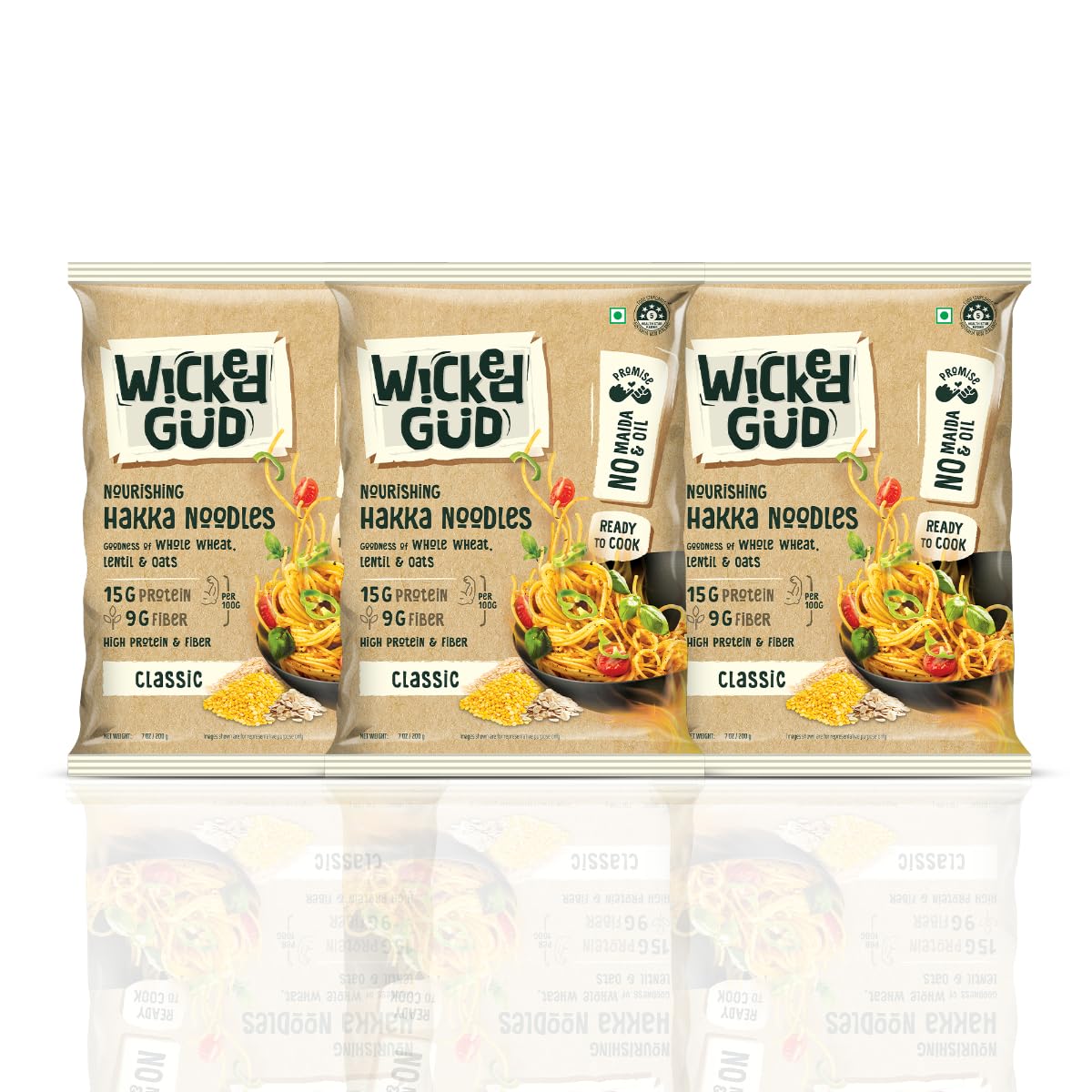 WickedGud Hakka Noodles (400gm x 3)