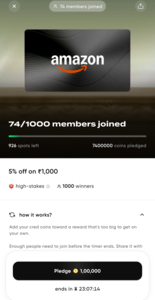 win Amazon Shopping gift card at 5% off by joining the rally. Pledge coins to unlock it together