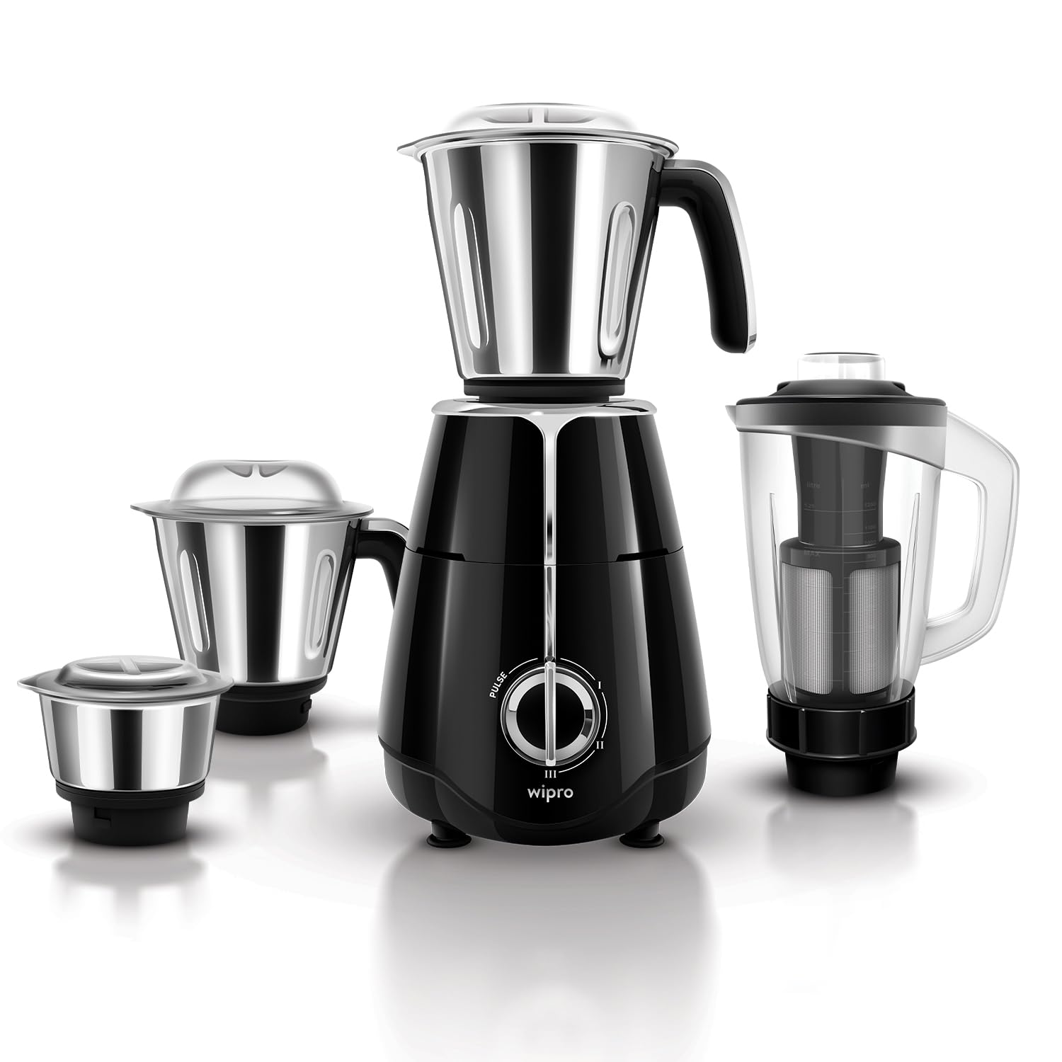 Wipro Elato FMG206 1000 Watt Mixer Grinder with 4 Jars,Heavy Duty 100% Copper Motor,Superfast Grinding,Stone Pounding Bl