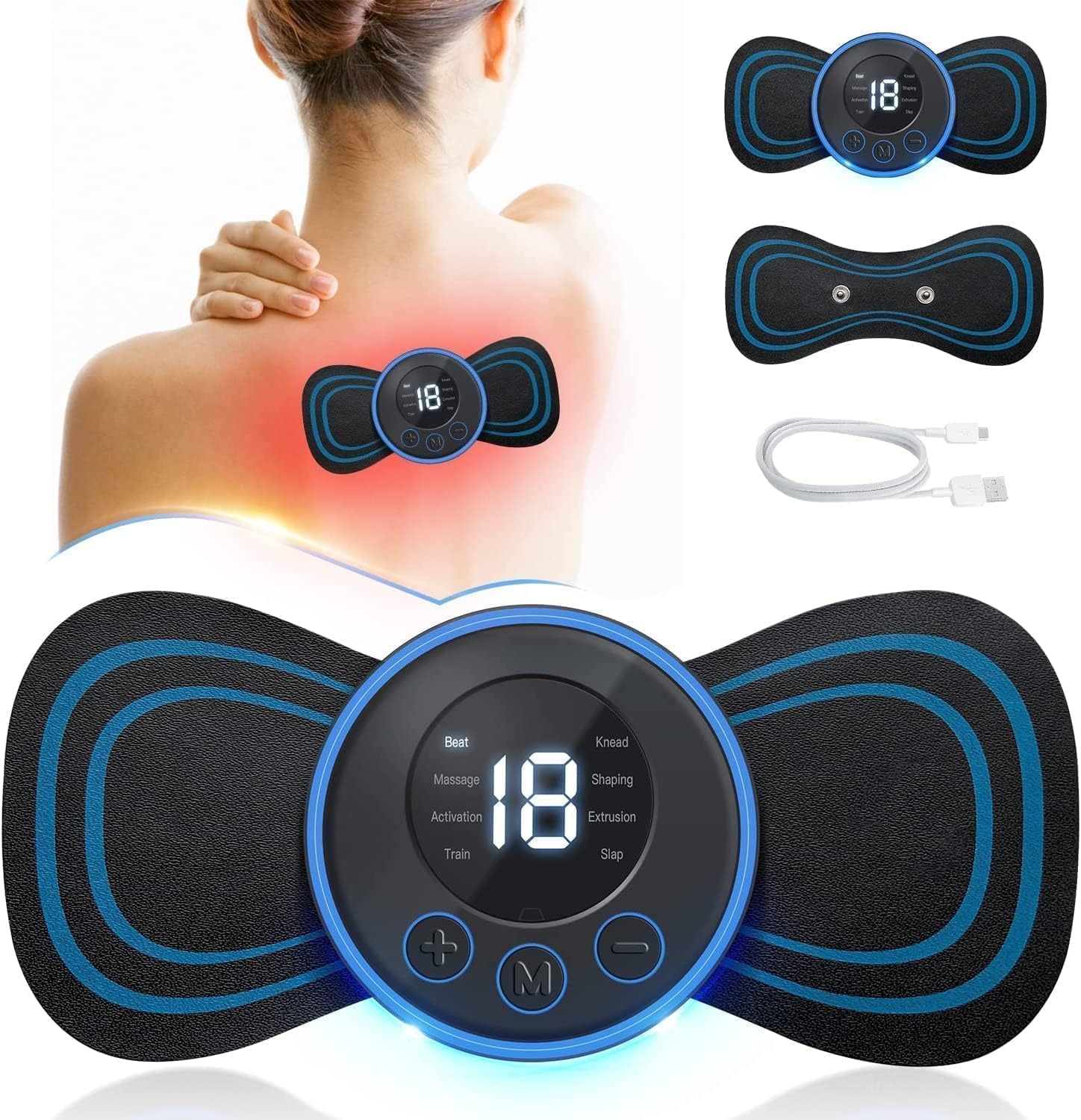 Wireless Mini Massager Body Massager Machine for Pain Relief, Butterfly Massager for Body Pain Relief, Rechargeable Neck