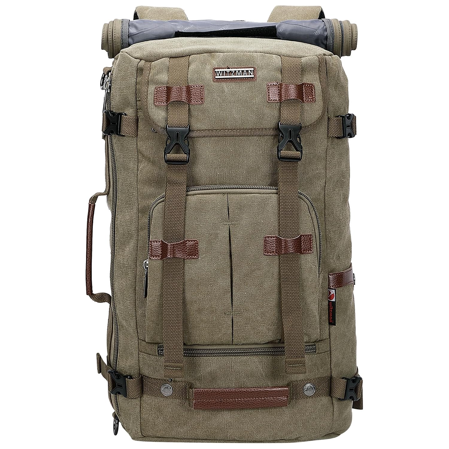 WITZMAN Canvas Backpack for Man Vintage Travel Backpack Large Laptop Backpack Convertible Shoulder Rucksack