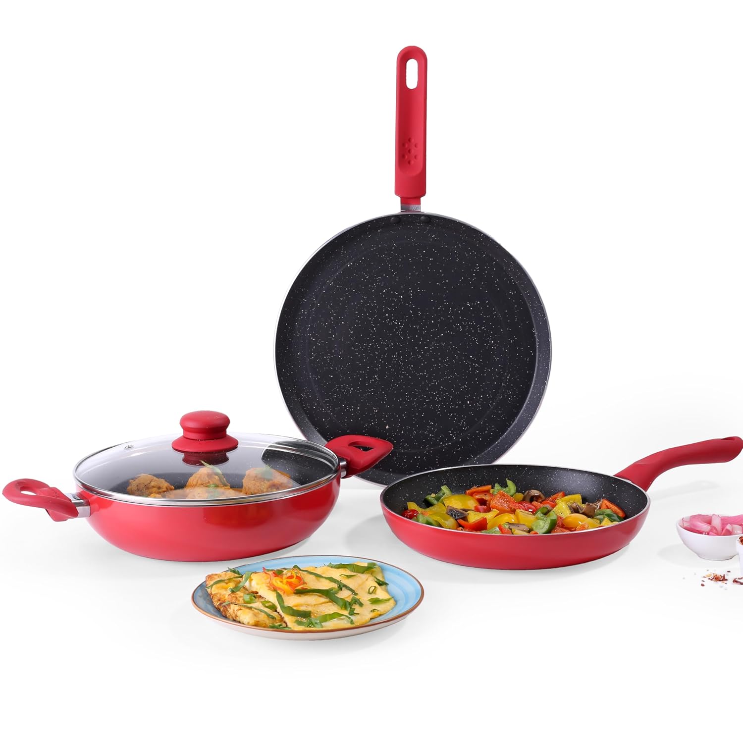 Wonderchef Milano Non-stick Cookware 4 Pc Set | Dosa Tawa, Fry Pan, Kadhai