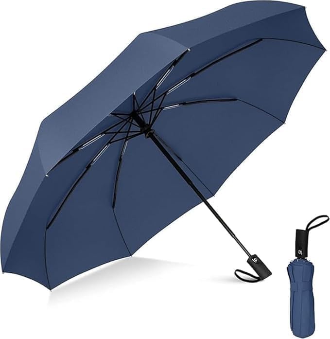 Xapiaxa Portable Auto Travel Umbrella - Windproof for Rain, Strong for Wind, Auto Open/Close Button, Perfect Car Umbrell
