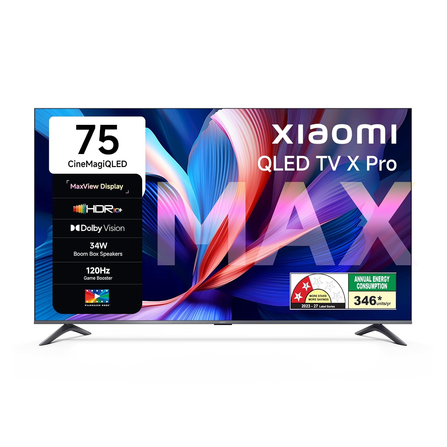 Xiaomi (189 cm) 75 inch Smartchoice X Pro 4K QLED | Dolby Vision & HDR10+| 34W Boom Box Speakers| 120Hz Game Booster