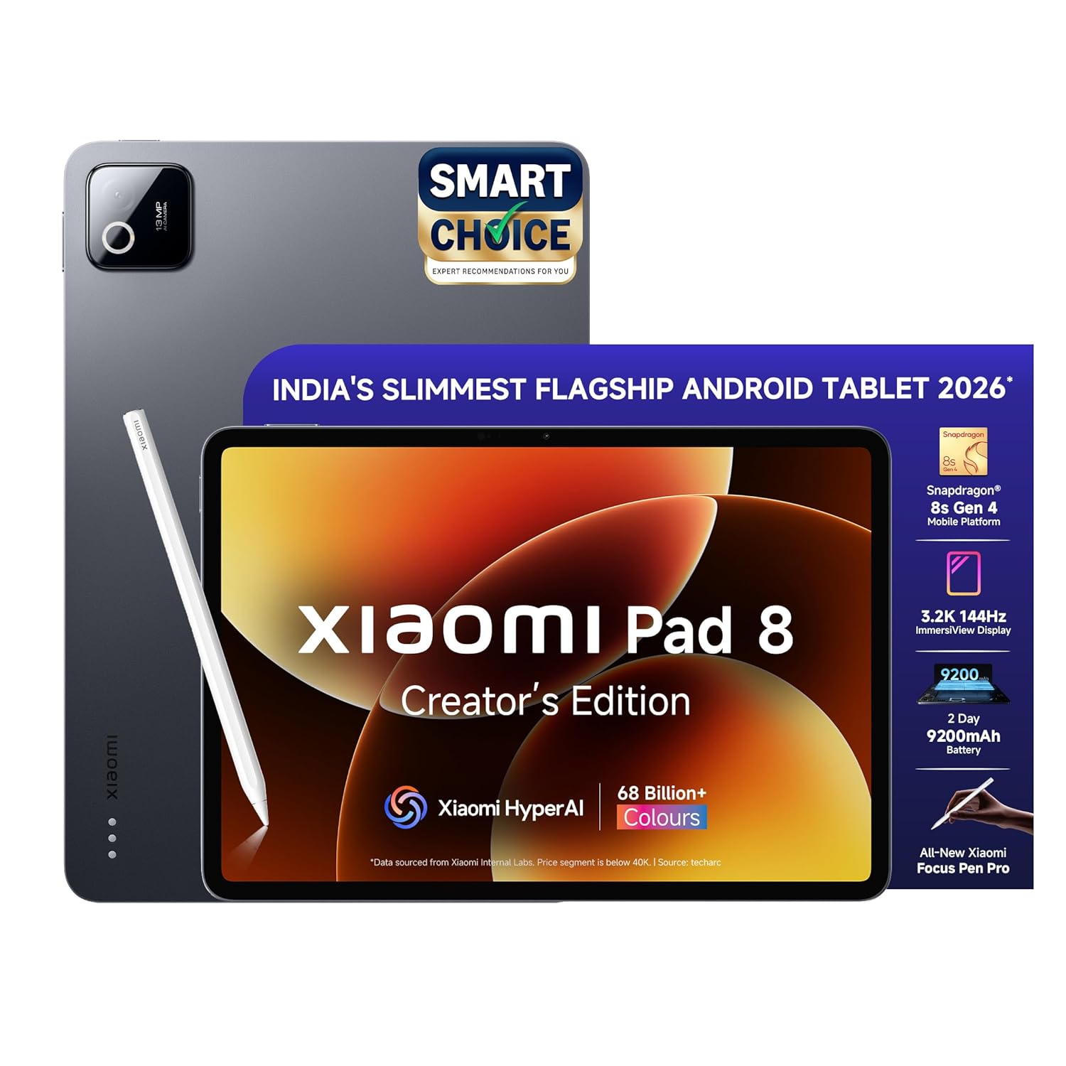 XIAOMI Pad 8 Creator's Edition with Focus Pen Pro, 11.2 -inch (28.44 CM), LCD 3.2K, 12GB RAM, 256GB ROM