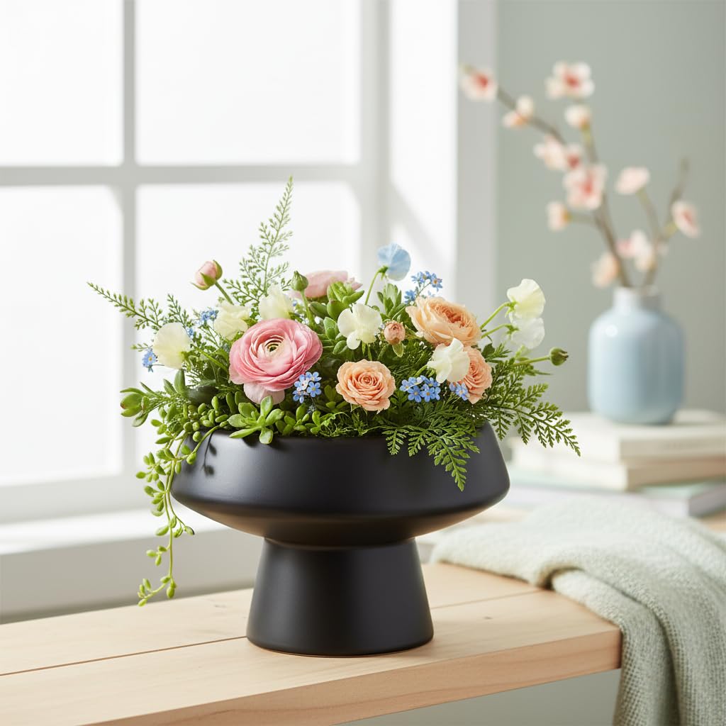 Xtore&reg; Sculptural Matte Ceramic Bonsai Planter for Indoor & Tabletop D&eacute;cor