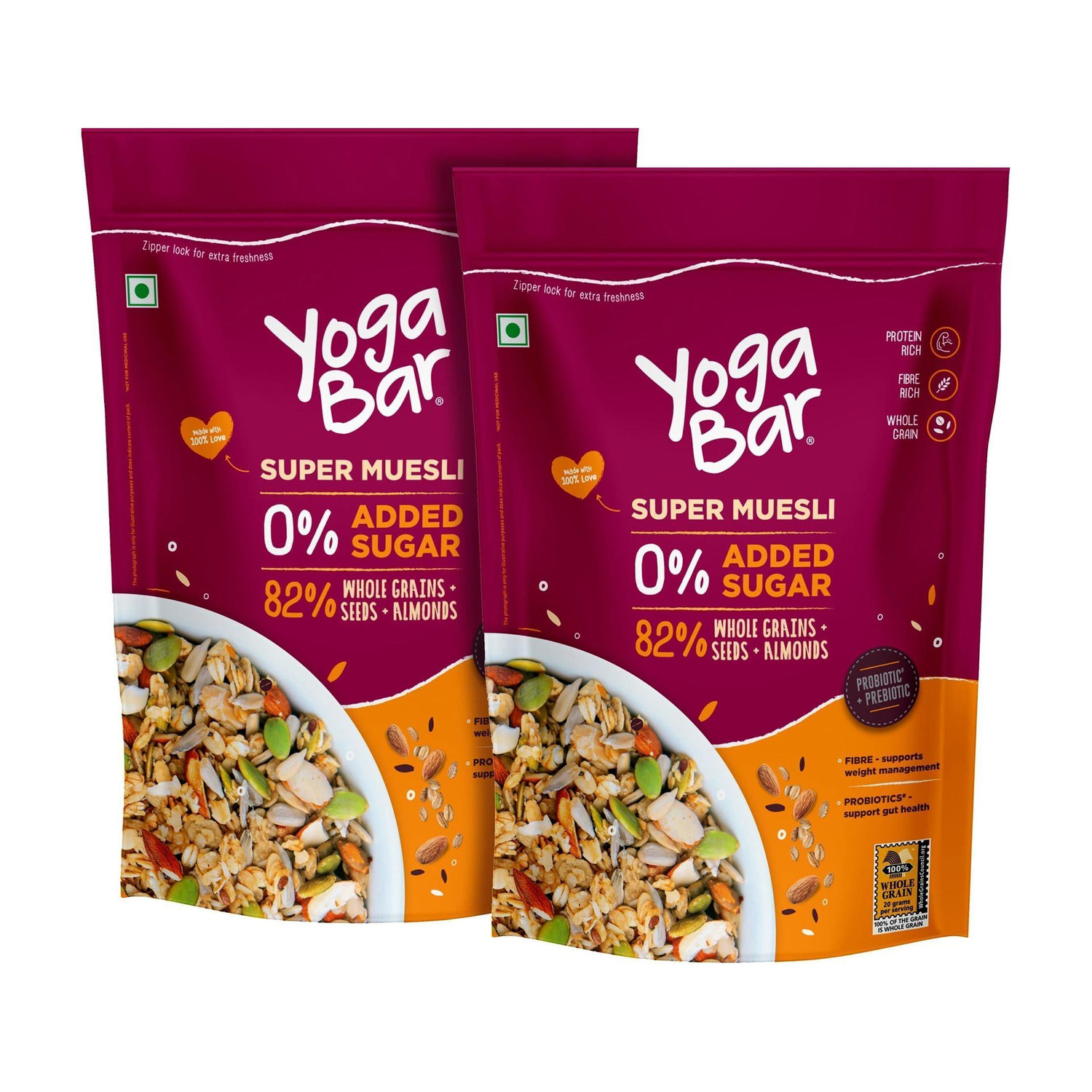 yogabar Muesli 800g No Added Sugar