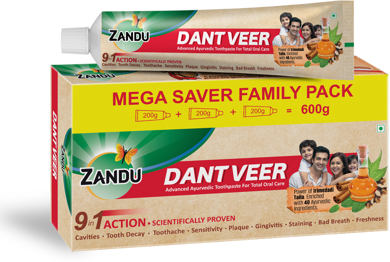 ZANDU Dantveer Irimedadi Oil 9-in-1 Protection Toothpaste (600 g)