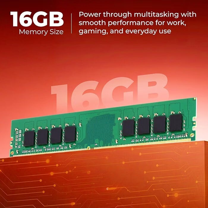 Zebronics 16GB DDR4 RAM for PC, 3200MHz, 4bit Architecture, Low Power Consumption, High Stability Performance (D41632A)