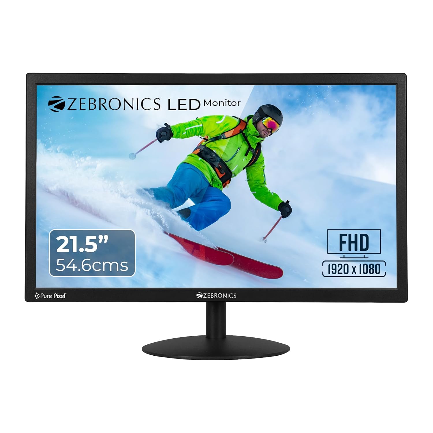 Zebronics 21.5" (54.6cm) LED Monitor, FHD 1920x1080, 250nits Brightness