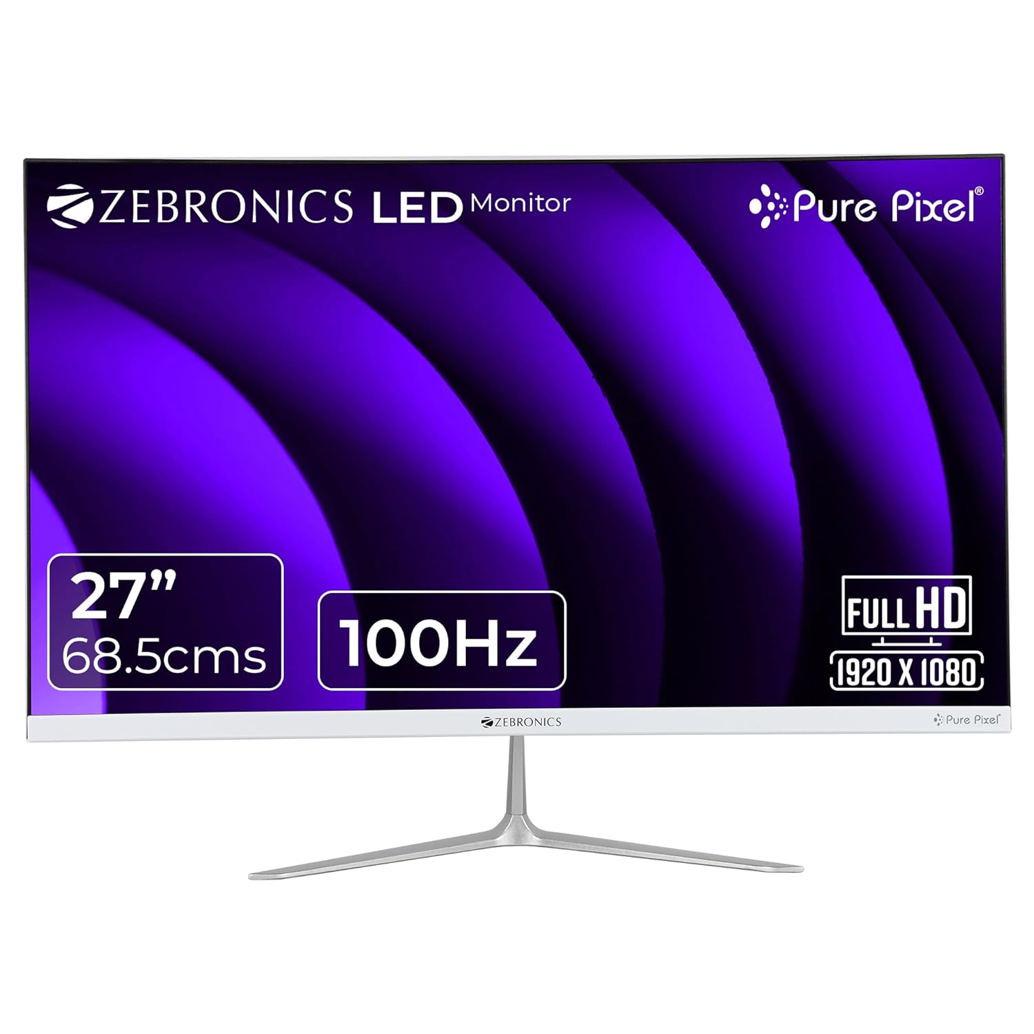 ZEBRONICS 27" (68.5 cm) Bezel-Less LED Monitor, 100Hz Refresh Rate, IPS Display