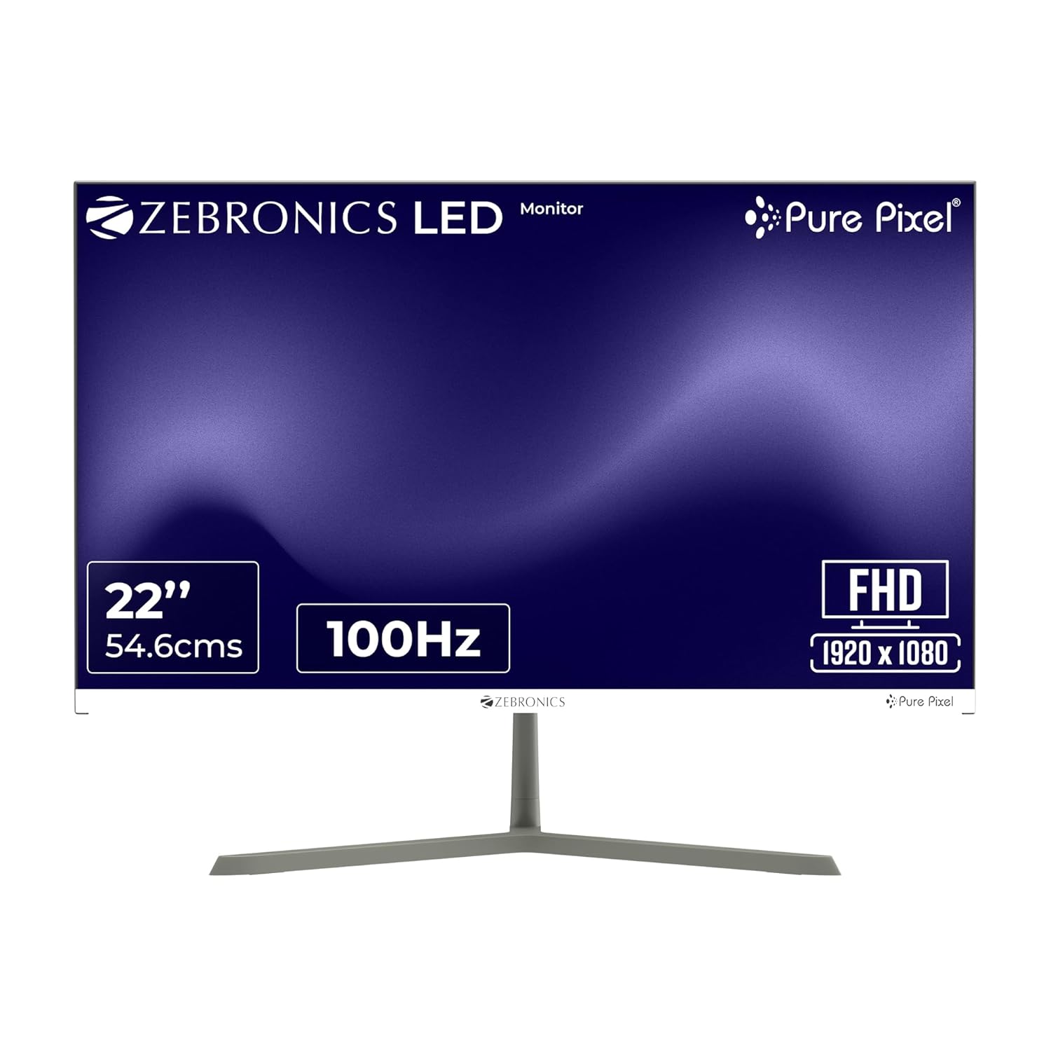 Zebronics Full HD LED Monitor, 21.5 Anti-Glare Screen, 100Hz Refresh Rate, Ultra Slim