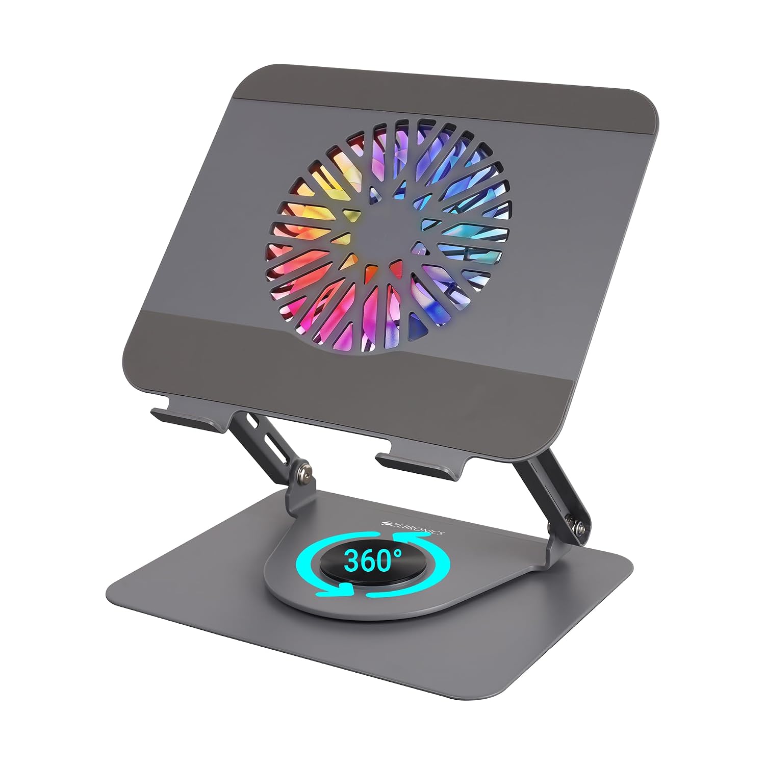 ZEBRONICS NS4000 PRO Rotatable Laptop Metal Stand, Upto 17 inch, 360&deg; Fidget Rotation, Foldable, Multi Angle Adjustment
