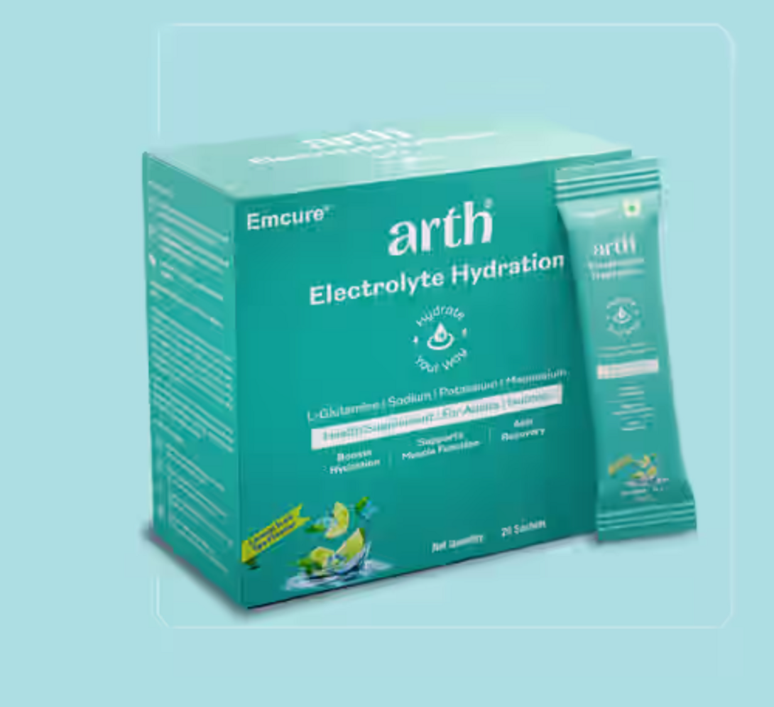 Zepto - Arth By Emcure Electrolyte for Quick & Daily Hydration | Lemon Iced Tea Flavour 1 pack (20 x 10 g)