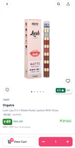 ZEPTO | Search Orgatre | Lush Lips 5 In 1 Matte Nude Lipstick With Gloss