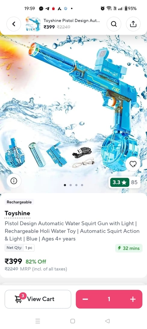 Zepto - Toyshine Electric Pistol @Rs. 399