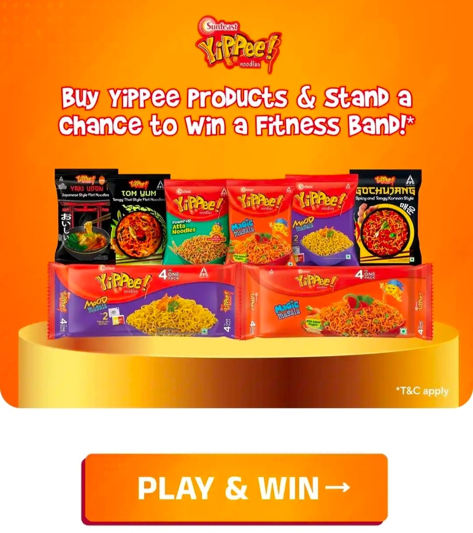 Zepto - Yippee Catch The Ingredients & Unlock Coupon (Flat 40 off on Yippee order above 199) | Chance to win Fitness Ban
