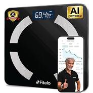 Fitelo Smart BMI Weight Scale | Track 25+ Body Parameters, Body Fat & Muscle Mass | 100+ User Profiles | 2 Yr Warranty | Large Foot Area | Free App Sync & Health Report Card | For Home & Gym Fitness