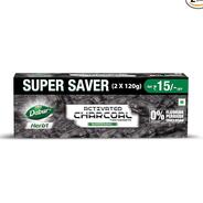 DABUR Herb'L Activated Charcoal Toothpaste 240G (120G x2, Pack of 2) | Whitening Black Gel Toothpaste | Fluoride Free | Fights Plaque & Extrinsic Stains | With Power of Mint |