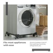 Lifelong Adjustable Washing Machine Stand with Wheels, Heavy Duty Steel Trolley for 5 Kg to 12 Kg Top Load & Front Load Washing Machines | Fridge & Air Cooler Stand | 180 Kg Capacity | Anti Vibration Pads | Black