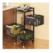 TEX-RO Kitchen Trolley with Wheels | 3-Layer Metal Vegetable Basket Stand & Kitchen Storage Rack | Multipurpose Kitchen Organizer