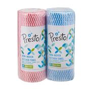 Amazon Brand - Presto! Non-Woven Kitchen Towel Roll | 160 Pulls | Blue & Red Kitchen Cloth | 80 Pulls X 2 Rolls | Food Safe | Lint-free and Residue-Free | Washable and Reusable | Highly Absorbent
