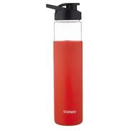 Amazon Brand - Solimo Borosilicate Glass Bottle with Black Sipper Cap | Anti-Slip Silicon Sleeve | 750 ml