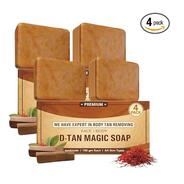 Ghar Magic Soap Tan Removal (Pack of 4) Sandalwood & Saffron Bath Soaps | Paraben Free | Chandan & Kesar | Handmade Soap for Glowing & Skin Brightening for Men & Women