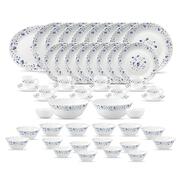 La Opala Classique Opalware Dinner Set, 53 Pcs, Family of 8, Blue Mystique | Microwave & Dishwasher Safe, Bone-Ash Free, Crockery Set for Dining & Gifting, Break-Resistant, Lightweight, Made in India