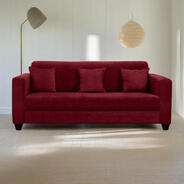 Furinish Fabric 3 Seater Sofa (Finish Color - MAROON, Pre-assembled)