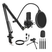FDUCE Condenser USB Microphone PC Metal Microphone Kit with Adjustable Cantilever Stand Shock Mount Desktop Stand for Instrument Dubbing, Recording, Podcasting, YouTube Vocals, Game Streaming (MC88)