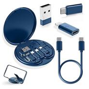 Multifunctional Data Cable Set Conversion Head Portable Storage Box, Multi-Type Charging Line Convertor USB Type C Adapter Tool Contains Sim Card Slot Tray Eject Pin, Phone Holder