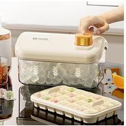 2-Layer Ice Cube Tray with Lid, Storage Bin & Scoop, 56 Ice Cubes, One-Click Easy Release, Ice Maker for Home